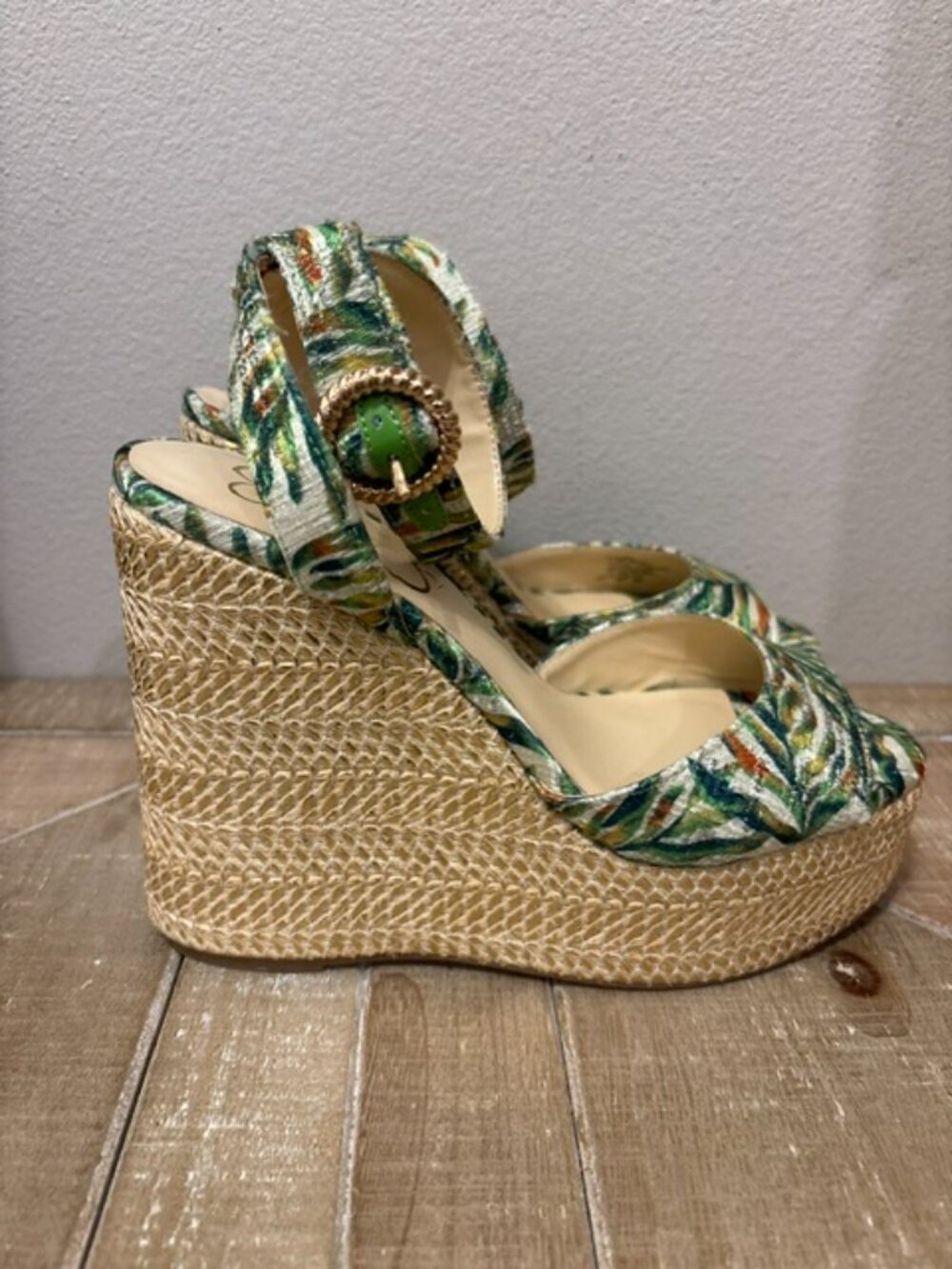 NWOT Jessica Simpson Kamindi Tropical Espadrille Wedge Sandals (no box) - Picture 5 of 7